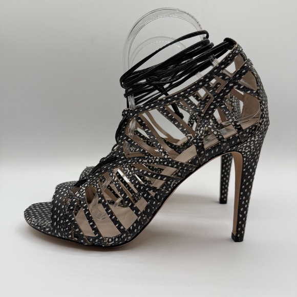 Dolce Vita Tessah Black & White Leather Lace-Up Heels Size 9.5 - Picture 3 of 14